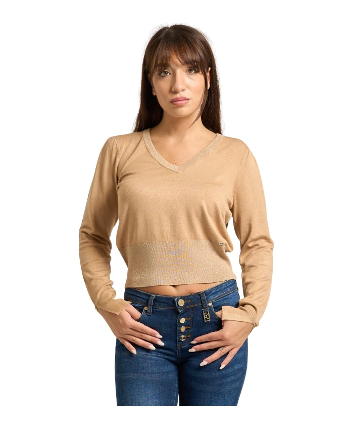 

Бежевый пуловер с V-образным вырезом Gaudi, бежевый