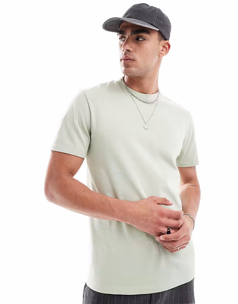 

Футболка плотная с круглым вырезом светло-зеленого цвета Asos Design