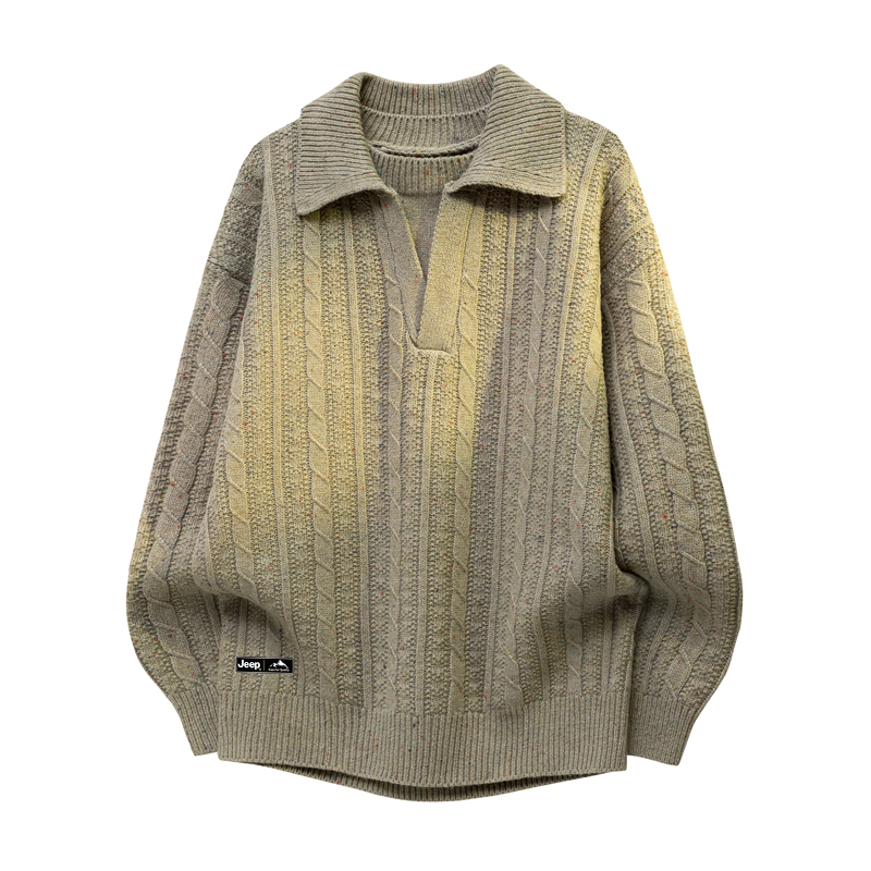 

Вязаный кардиган Unisex с лацканами, умеренный крой, двухчастный Jeep, зеленый