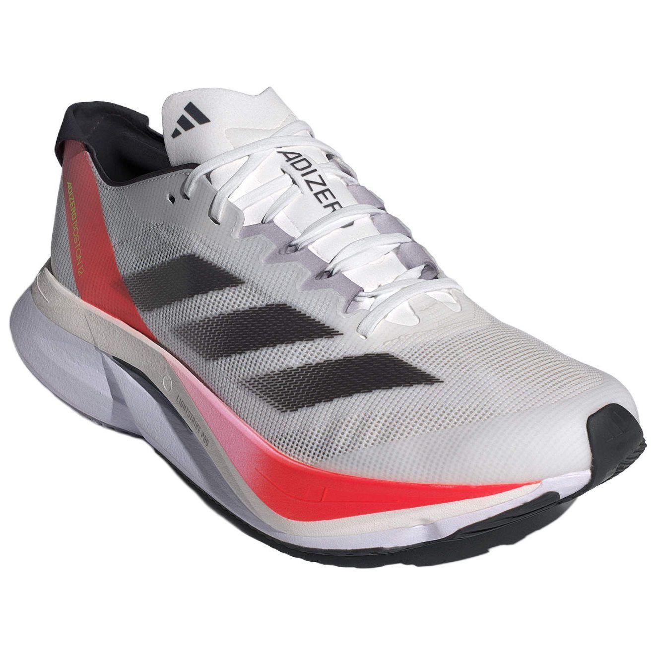 Adidas Adizero Boston 12 'White Aurora Solar Red', White Gold Red — фото 3