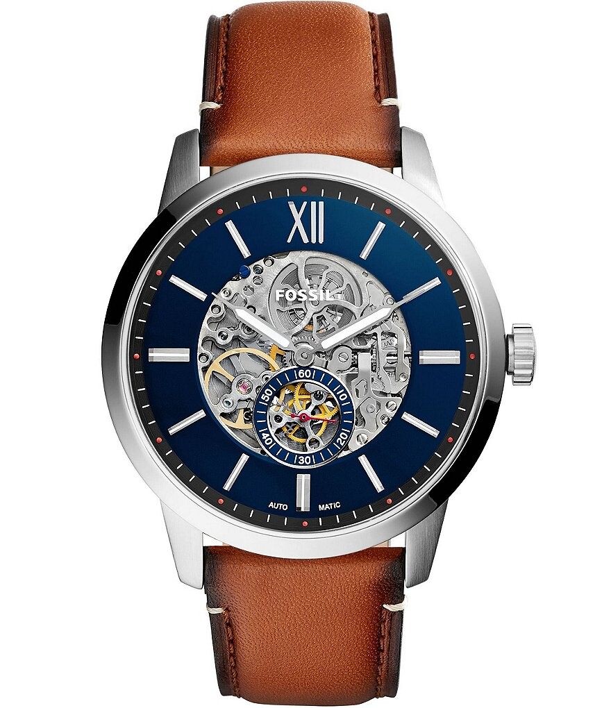 

Часы Fossil Townsman с автоматическим кожаным ремешком, коричневый
