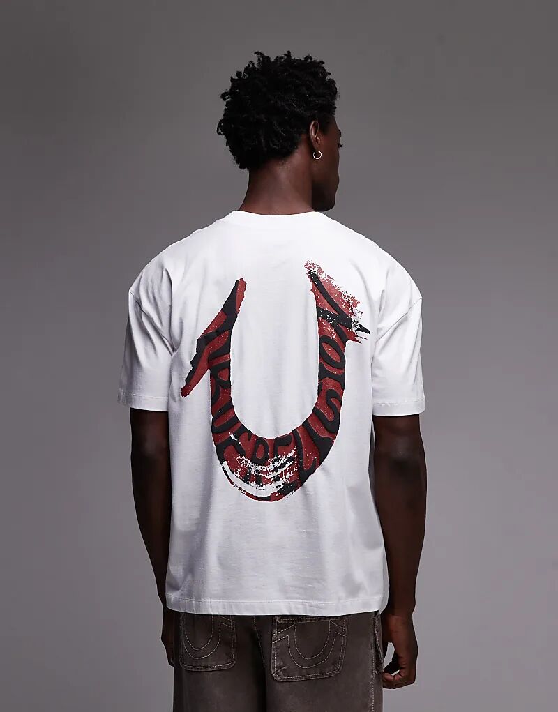 

Футболка оверсайз с нарисованным логотипом True Religion белого цвета