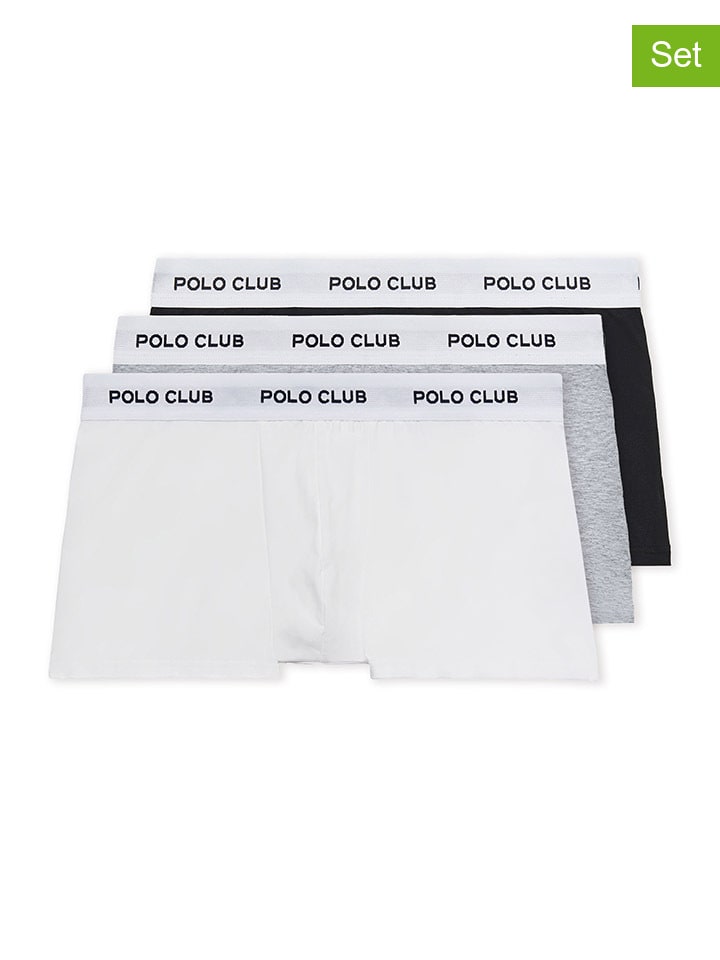 

Polo Club Комплект из 3 штук: боксерские трусы белого, черного и светло-серого цвета