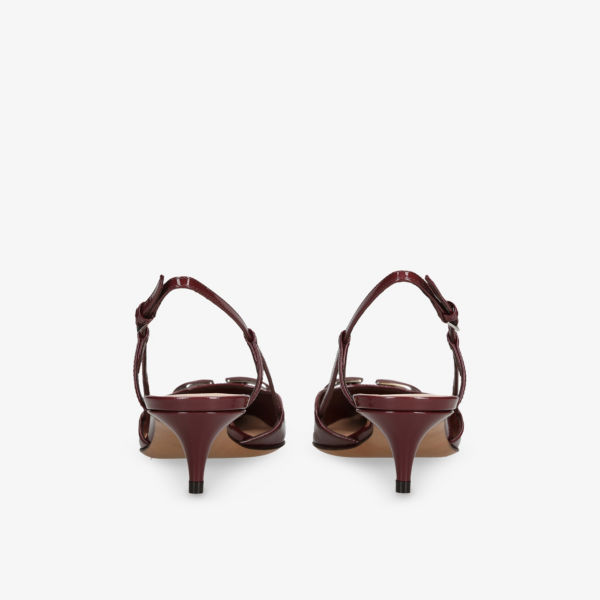Лодочки Valentino Garavani Vlogo signature лаковые на ремешке, винный — фото 4