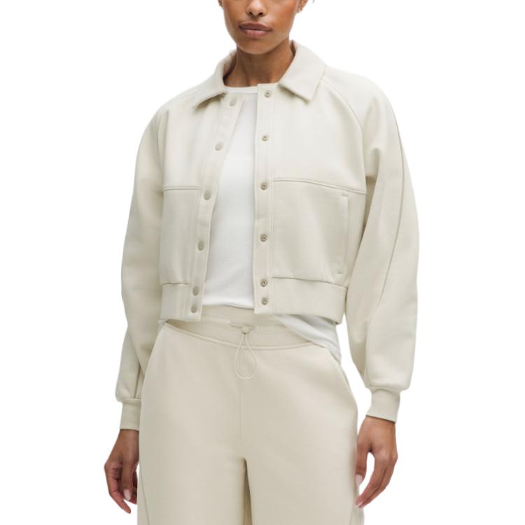 

Lululemon Женская флисовая бейсбольная куртка, Bone White/BONE