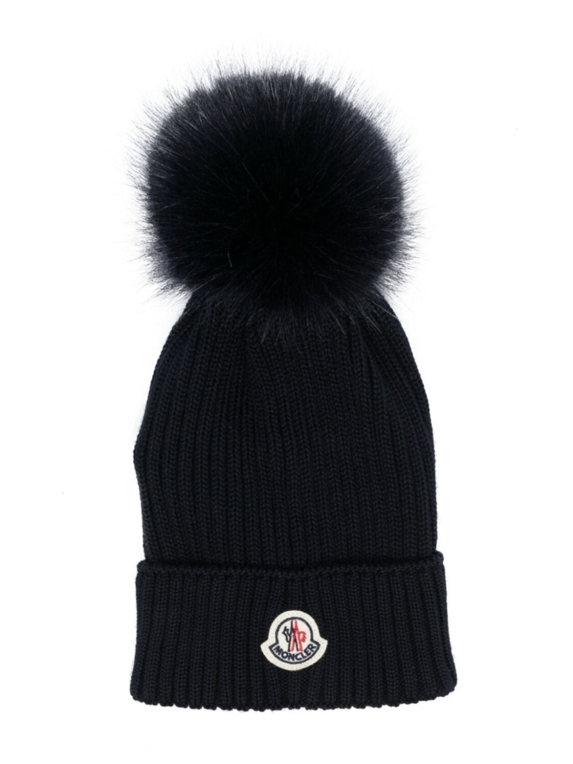

Moncler Enfant шерстяная шапка бини в рубчик с нашивкой-логотипом, синий