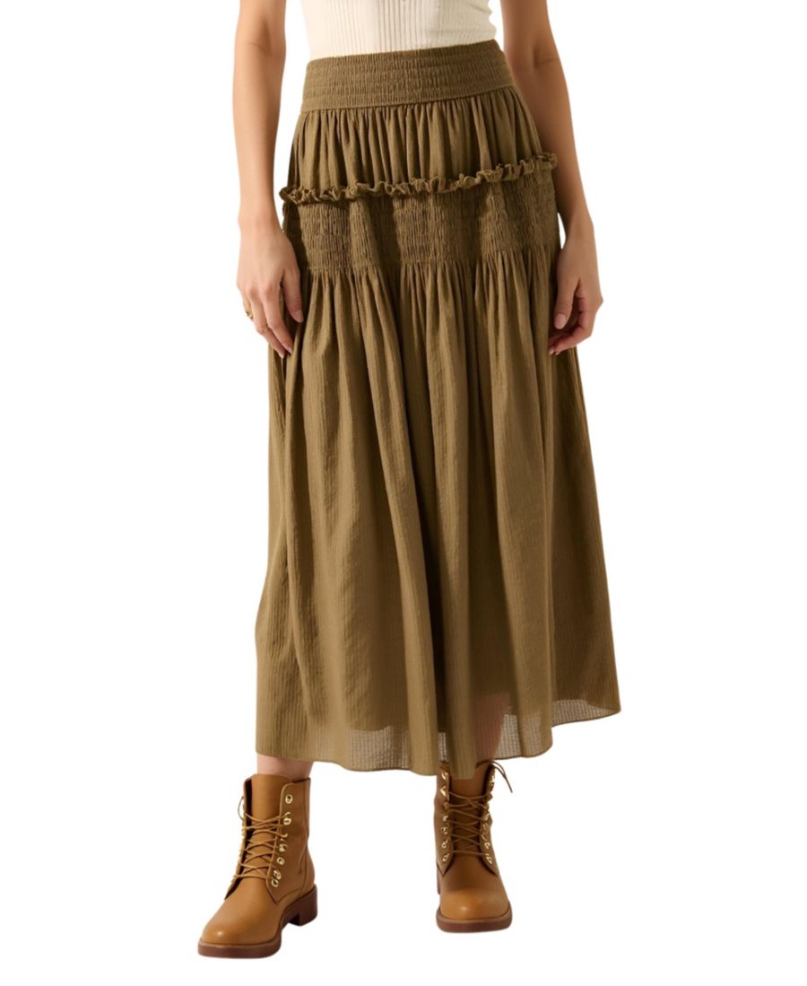 

Женская макси-юбка с присборенной многоярусной оборкой Modenaire, Olive green