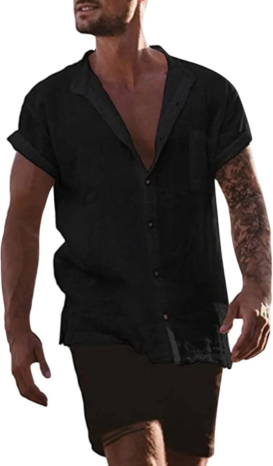 Гавайская рубашка мужская Linen Loose Fit с карманом — фото 2