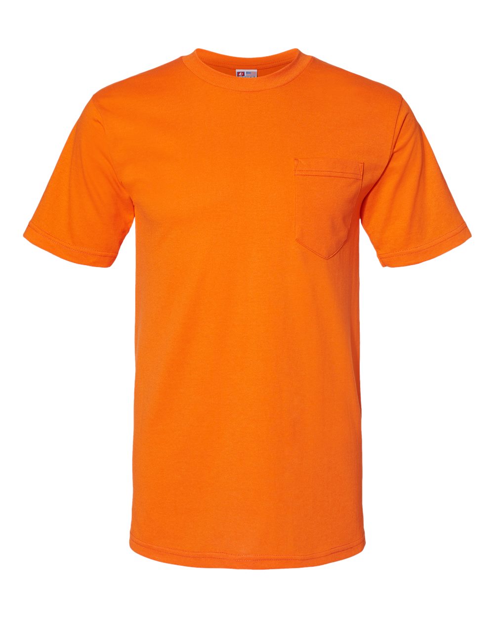

Футболка с карманом 50/50, произведенная в США Bayside, цвет safety orange