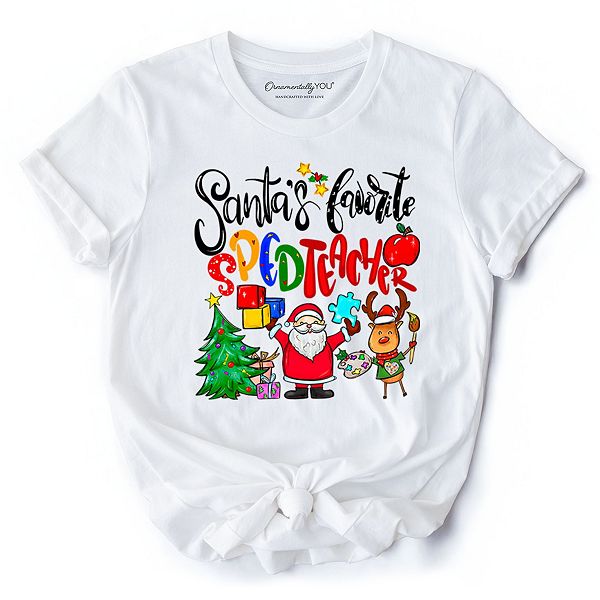 

Футболка Santa’S favorite special education teacher, праздничная футболка для класса Ornamentallyyou