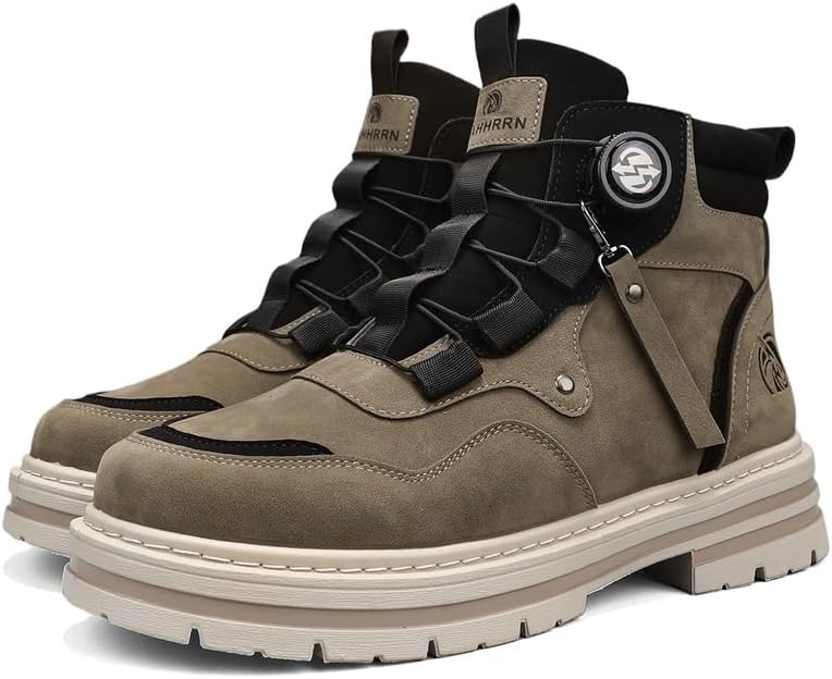 

Высокие боевые ботинки, замшевая кожа, подошва на платформе, ботинки в военном стиле, черные и бежевые, массивные кроссовки Generic