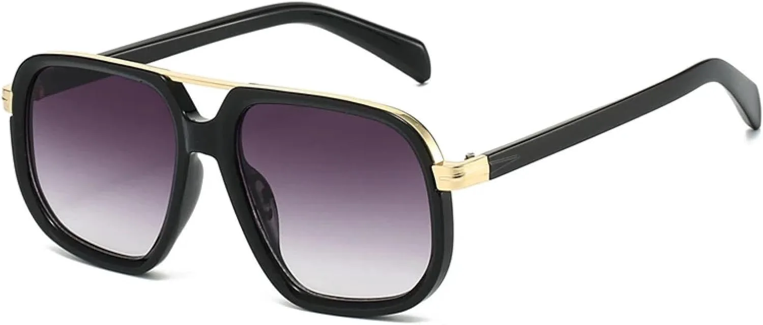 

Солнцезащитные очки для женщин и мужчин, популярные, с двойной перемычкой, ретро, ​​градиентные, UV400, для активного отдыха UATXTAU, Black Gray Gradient