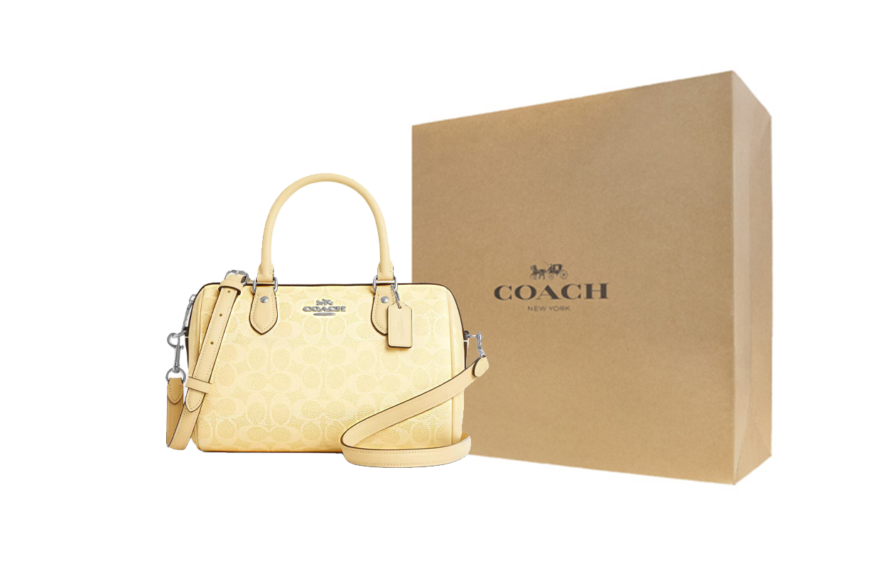 

COACH Женская желтая сумка среднего размера из лакированного полотна