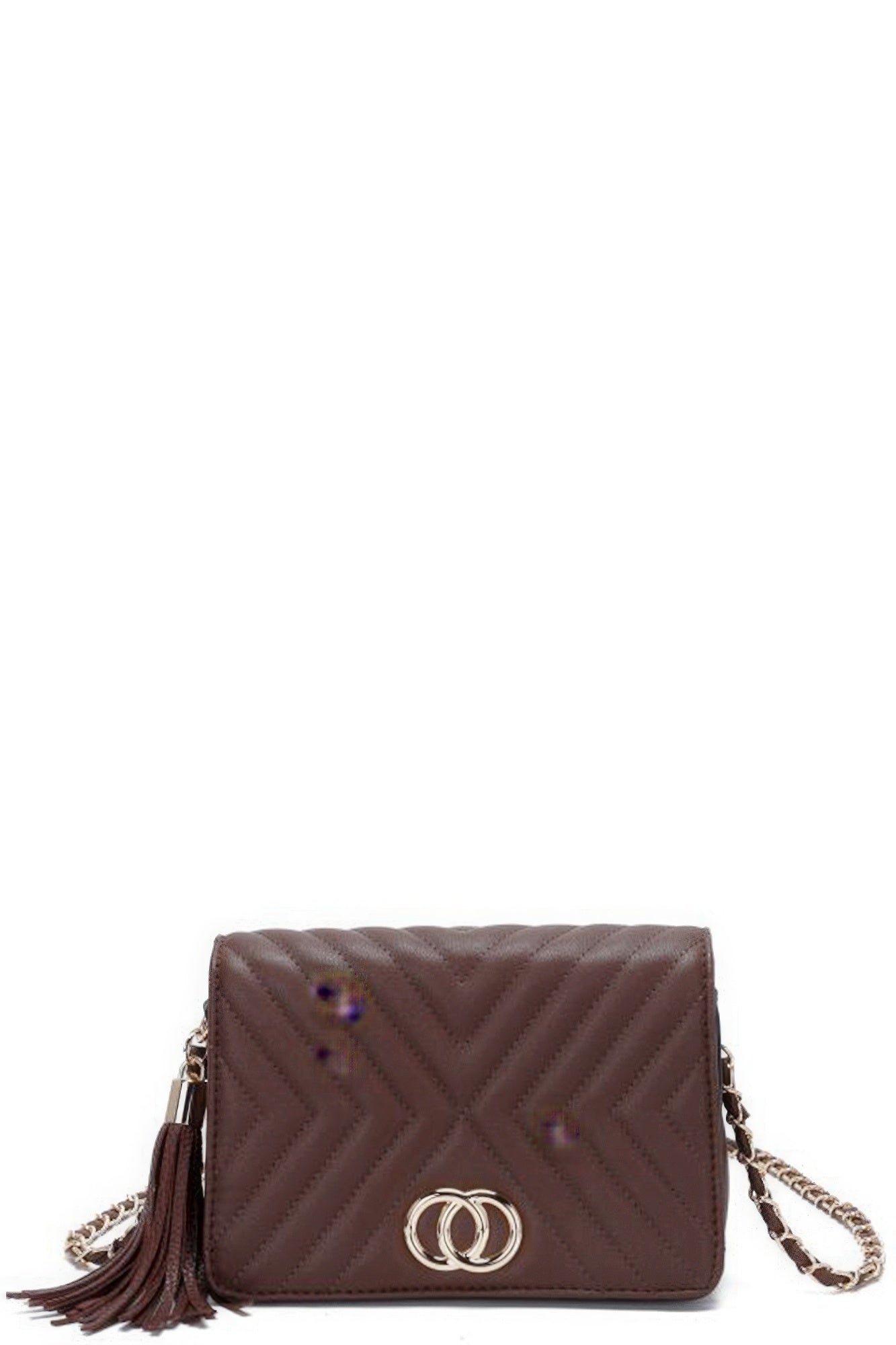 

FASHNZFAB женская модная сумка через плечо с двойным металлическим узором и кисточками, цвет coffee