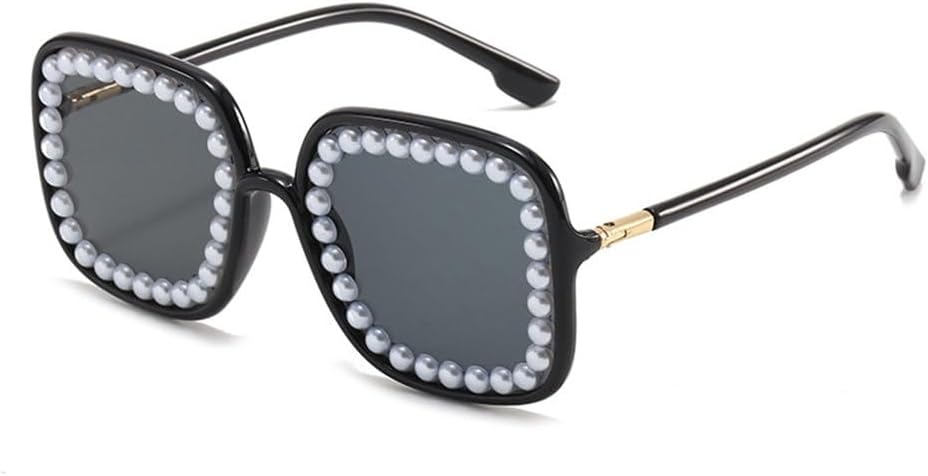 

2027 Модные солнцезащитные очки в большой оправе с жемчужным блеском для женщин, винтажные очки с индивидуальным дизайном, украшение для показа мод, стильные очки MTZJH, 1