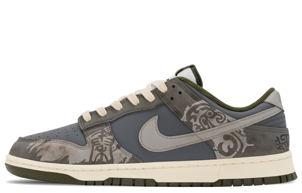 

Nike Мужские износостойкие низкие скейтбордные кроссовки Dunk Qin Bronze, зелено-черные