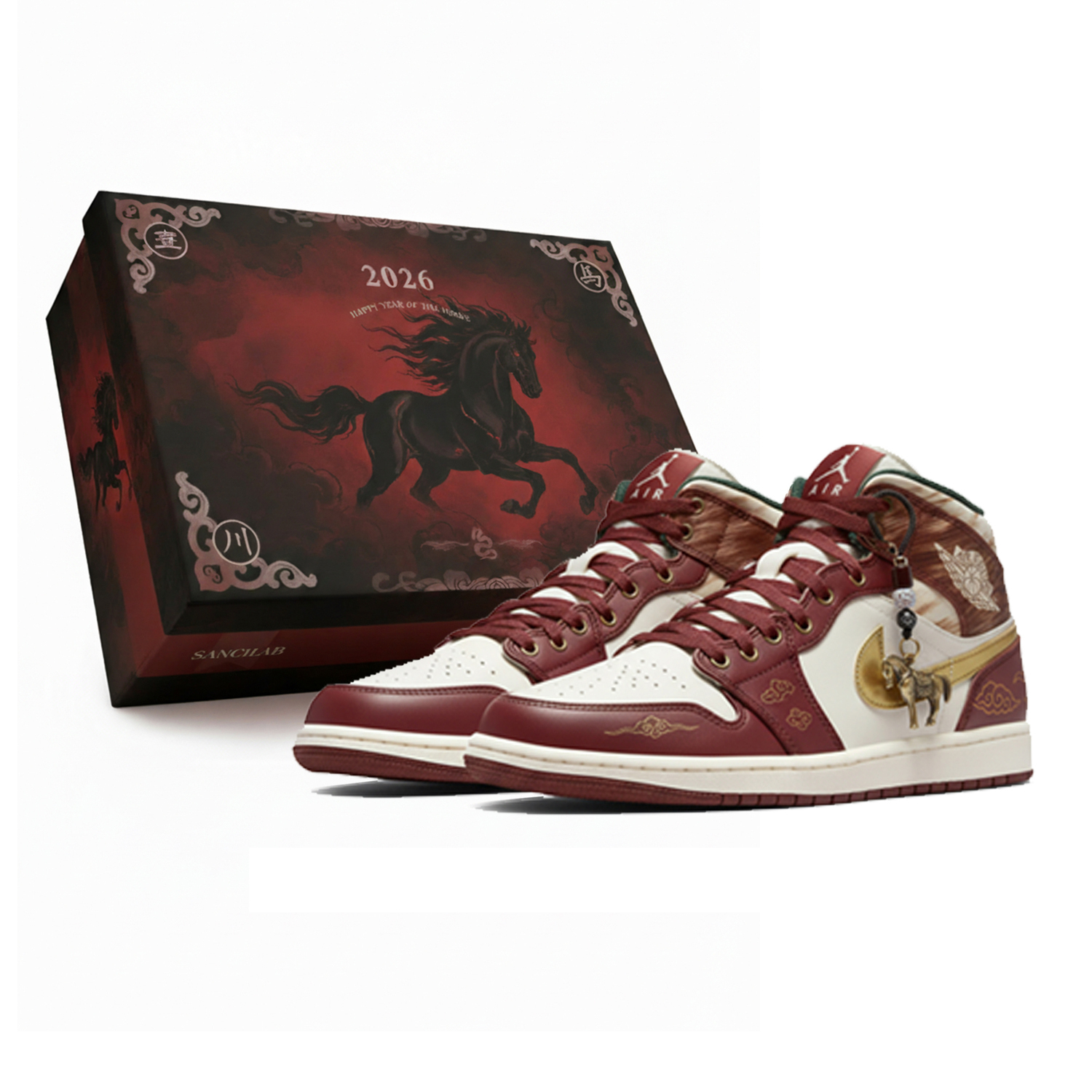 

Кроссовки Air 1 Vintage Unisex Mid top Red Jordan, бордовый