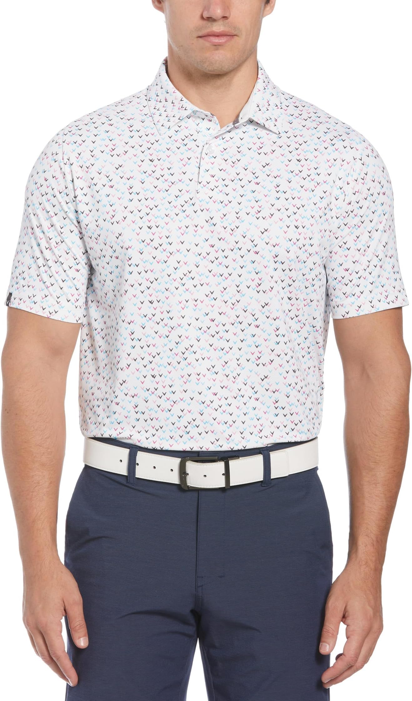 

Футболка Callaway All-Over Chevron Confetti Print Polo, цвет Bright White
