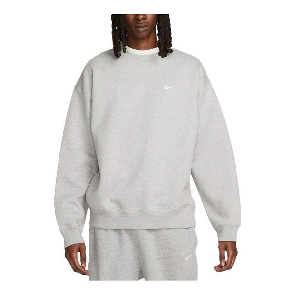 

Толстовка Nike Solo Swoosh Fleece Crew Sweat 'Dark Grey Heather White', серый