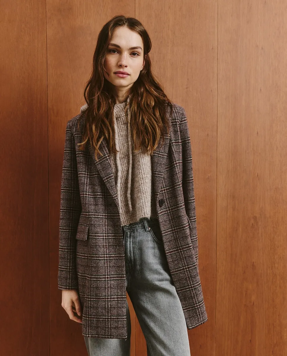 

Женское длинное пальто из шерстяной ткани с принтом Southern Cotton, коричневый