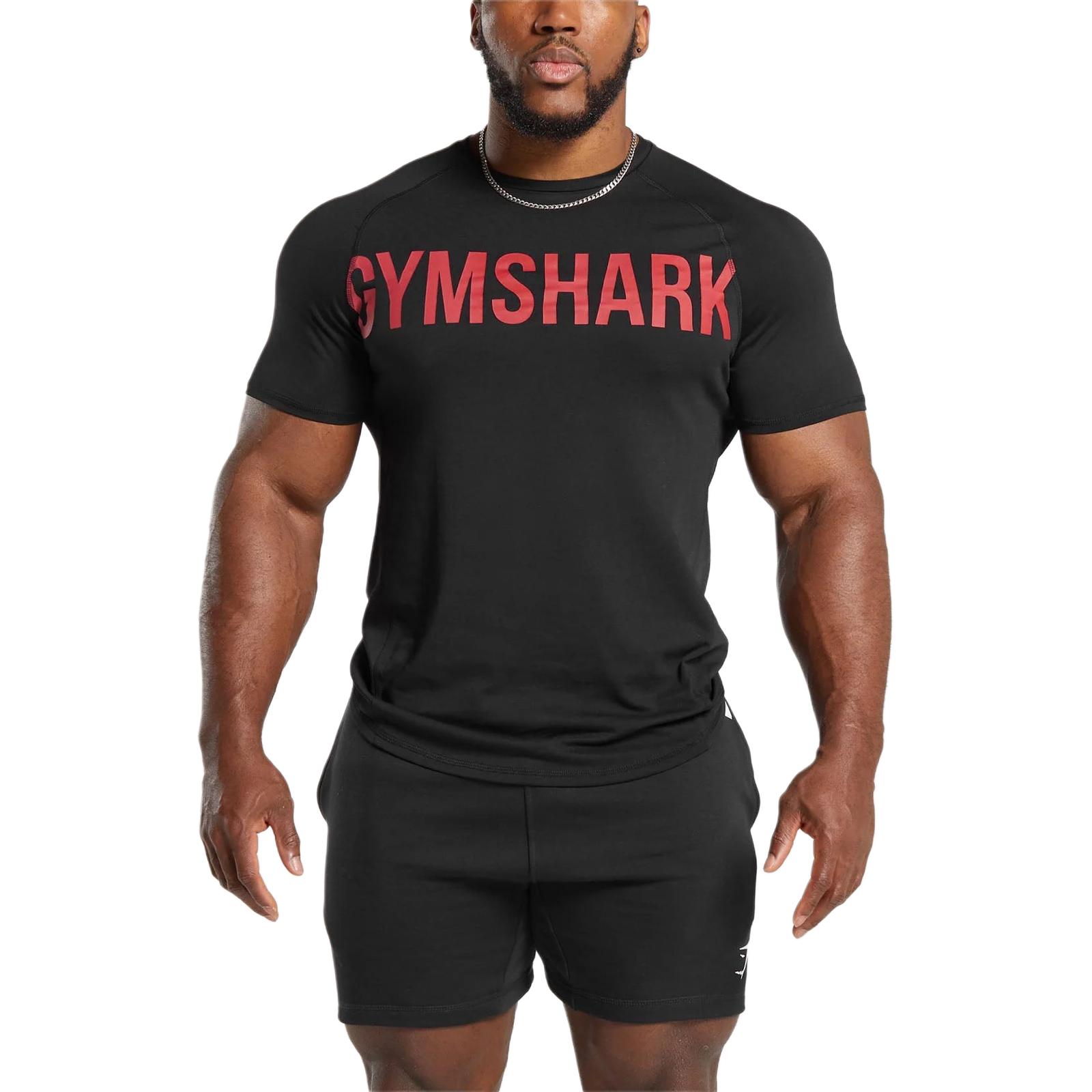 

GYMSHARK Футболка мужская черная, Черный, GYMSHARK Футболка мужская черная