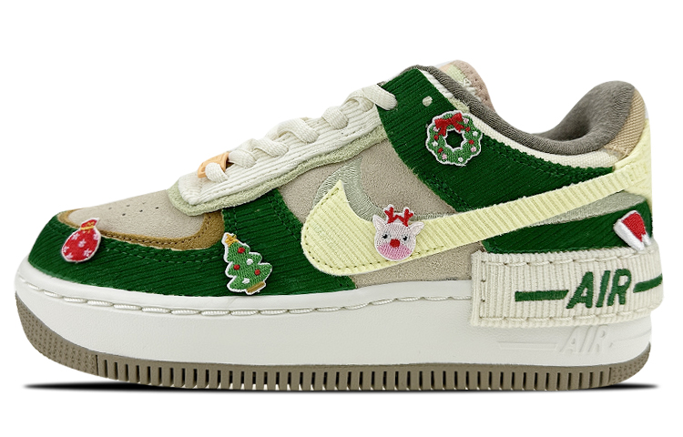 

Кроссовки Nike Air Force 1 Skateboarding Shoes Women's Low-top White/green/brown/yellow, зеленый