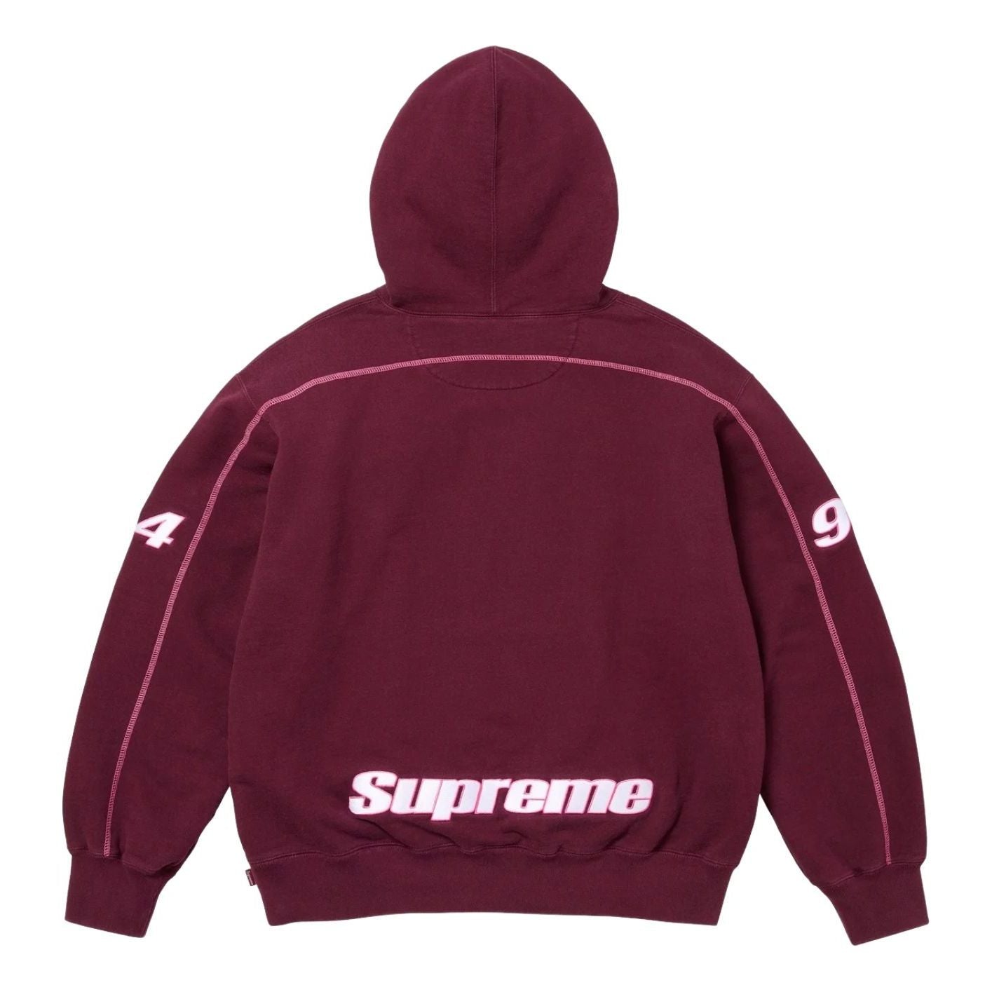 Толстовка Supreme FW25 с капюшоном, оверлок, цвет «бордовый» — фото 2