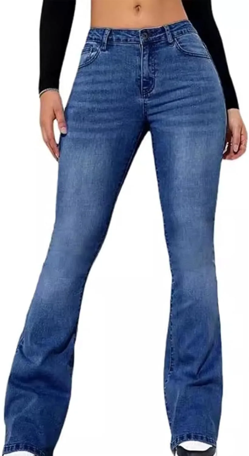 

Maiyifu-GJ женские джинсы boot cut mid rise с эффектом стройности и потертостями