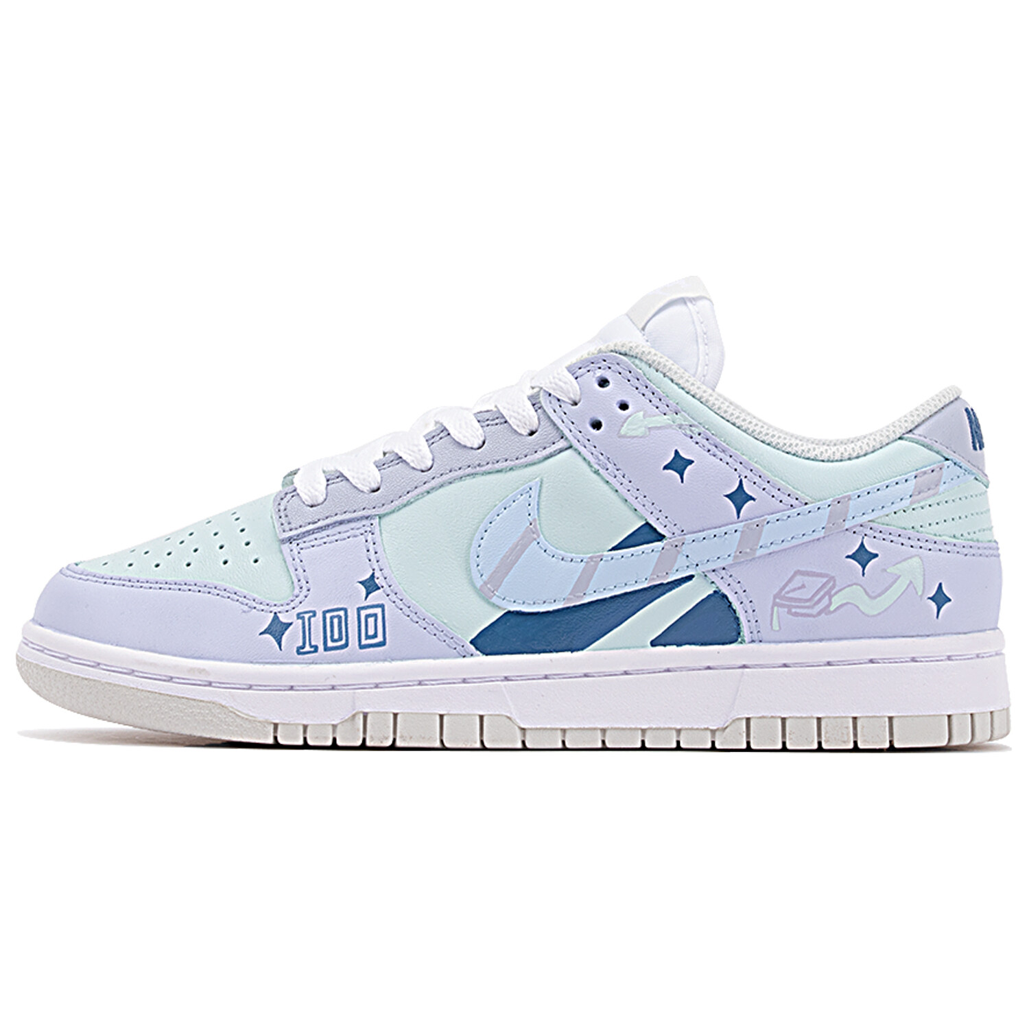 

Кроссовки Nike Dunk Skateboarding Shoes Women's Low-top Purple/cyan, фуксия/белый/черный