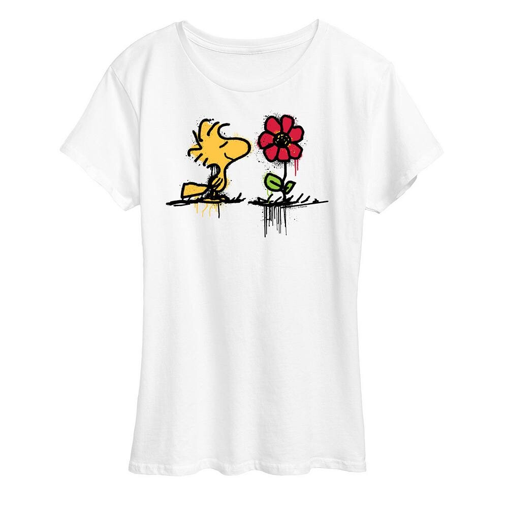 

Женская футболка с рисунком Peanuts Woodstock Rose Licensed Character, белый