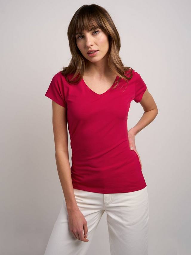 

Хлопковая футболка с V-образным вырезом Celtic & Co., Cherry