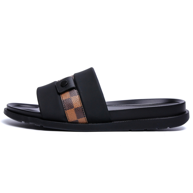

Мужские тапочки-слайды на резиновой подошве PALMPOLO, Black Brown
