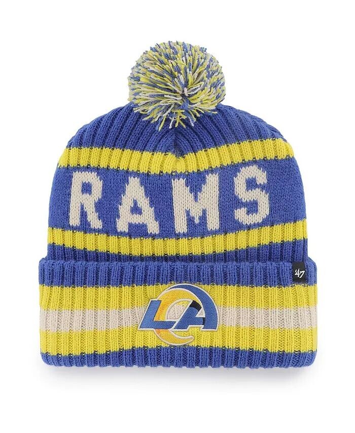 

Мужская вязаная шапка Royal Los Angeles Rams Bering с манжетами и помпоном '47 Brand, синий