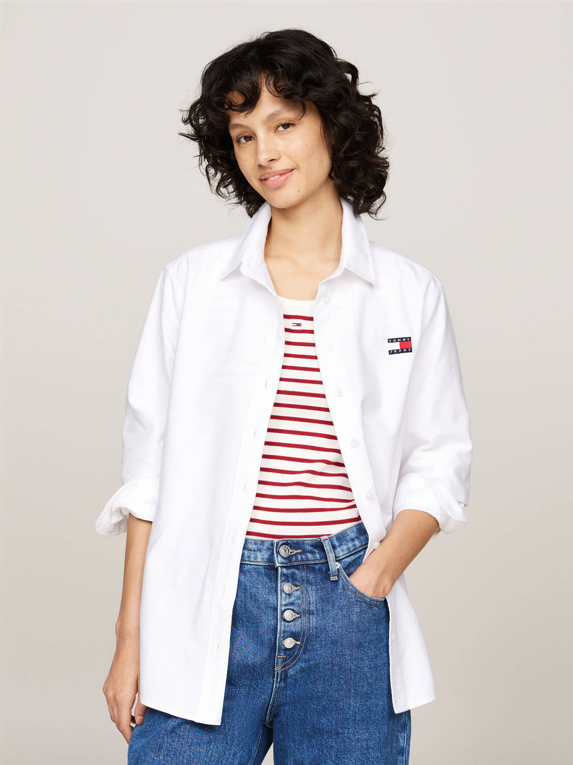 

Рубашка Tommy Jeans Regular Fit, белый