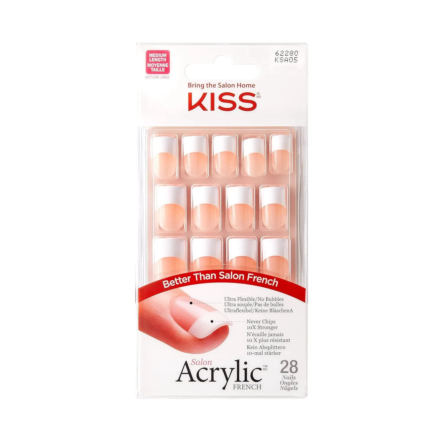 Набор акриловых накладных ногтей «Simple Life» от KISS Salon Acrylic FN Kit Kiss, Peach