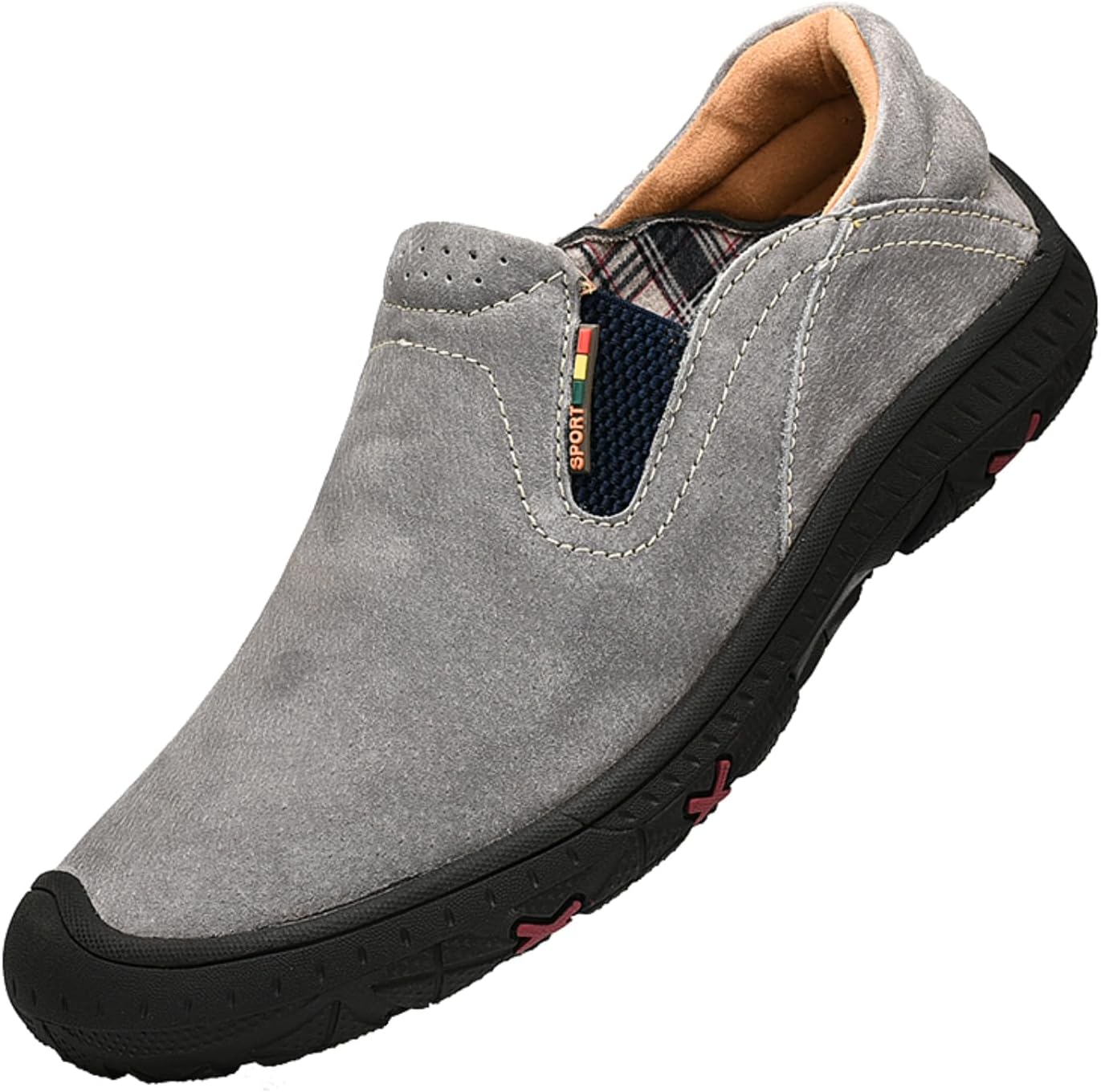 

Мужские повседневные кожаные лоферы, дышащие, без шнурков, модные лоферы, удобные низкие кроссовки для прогулок и походов на открытом воздухе Sonlleivoo, серый