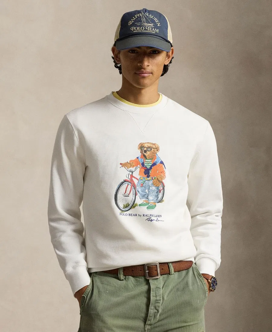 Мужская толстовка с круглым вырезом и принтом медведей Polo Ralph Lauren, белый