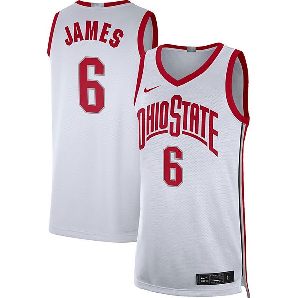 Мужская баскетбольная майка lebron james white ohio state buckeyes limited Nike — фото 2