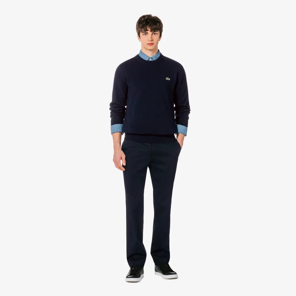 Мужские чиносы в рубчик стрейч тёмно-синие от Lacoste