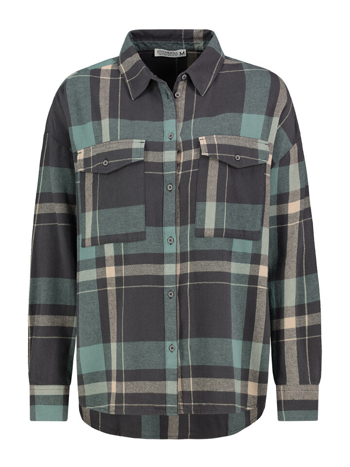 

Блуза Stitch & Soul Hemd, цвет Anthrazit/Grün