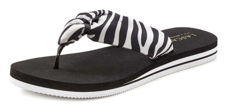 Сандалии LASCANA T-Bar Sandals Strandpanto, черный/белый