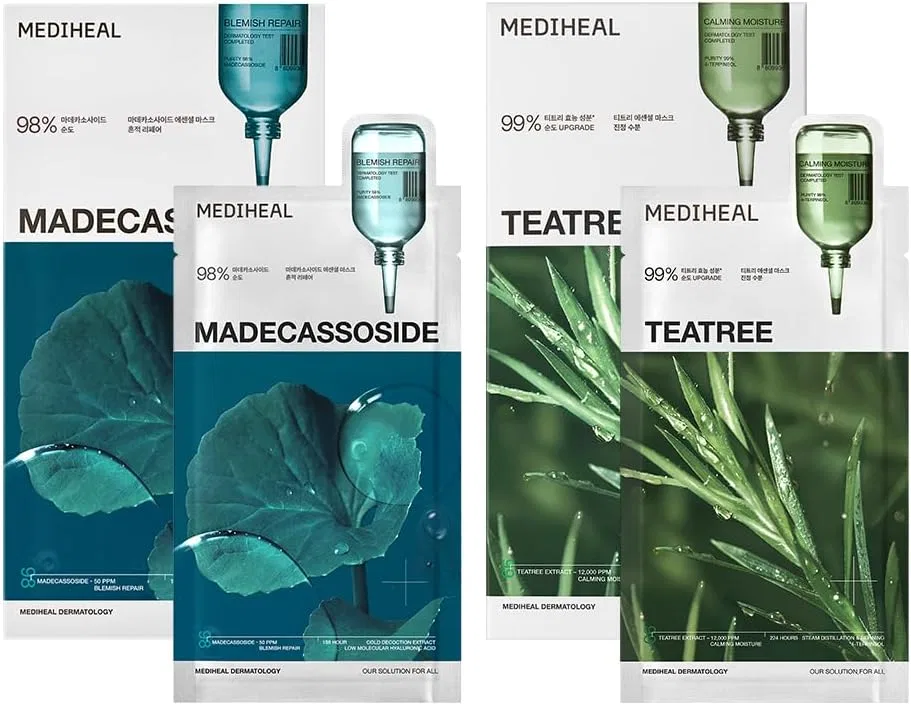 Набор масок для лица Mediheal Essential Mask Set of 20 (Madecassoside 10 шт. + Tea Tree 10 шт.)