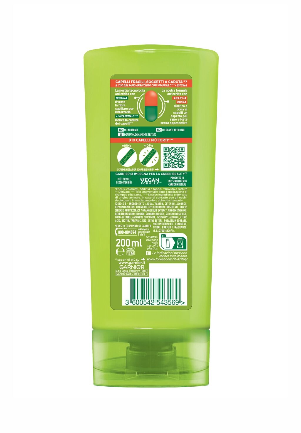 

Бальзам FRUCTIS BALSAMO VITAMINE & FORZA, BALSAMO FORTIFICANTE, IDEALE PER CAPELLI FRAGILI SOGGETTI A CADUTA DOVUTA A ROTTURA, 200 ML, 3 PACK Garnier, прозрачный
