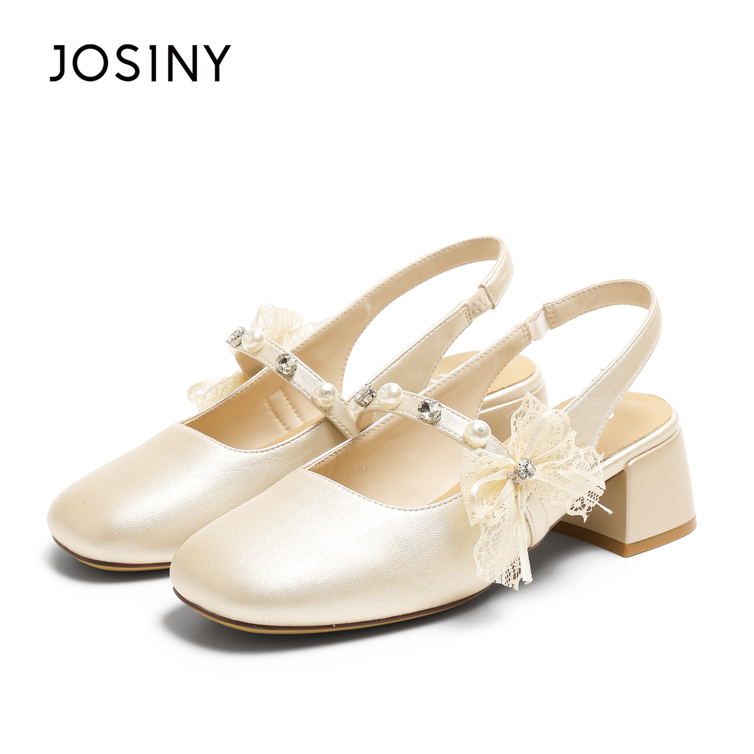 JOSINY Женские сандалии на одной застежке 3,5 см светло-золотистые, цвет Light Gold — фото 3