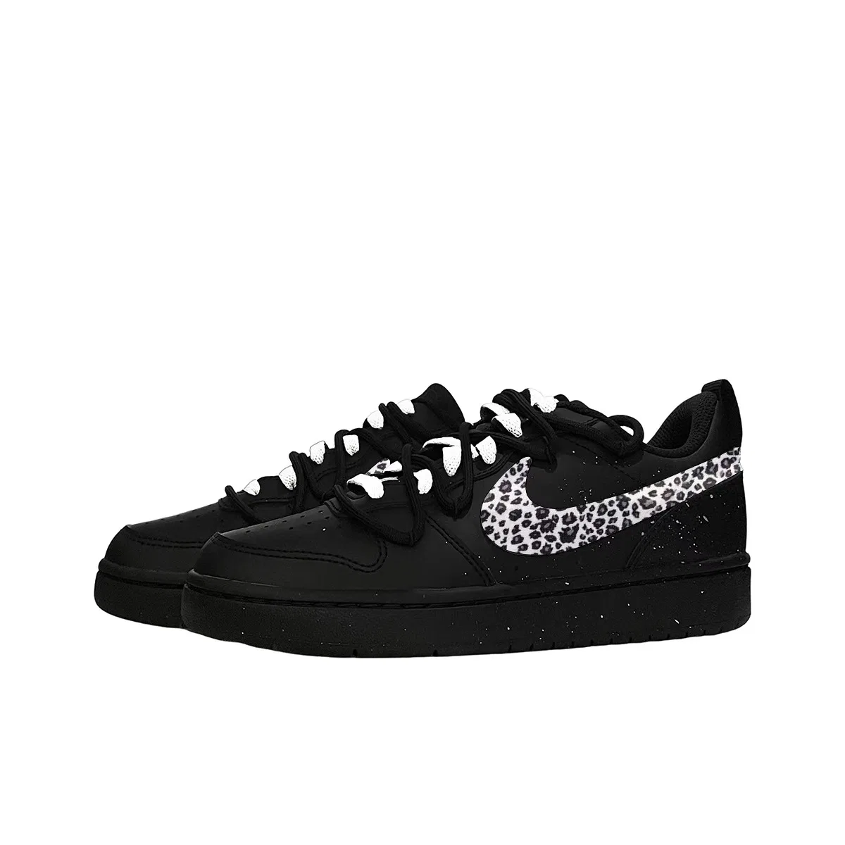 Кроссовки для скейтбординга Court Borough Dark Night Leopard Shadow, кожа, износостойкие, нескользящие, низкие, унисекс Nike, Black White — фото 4