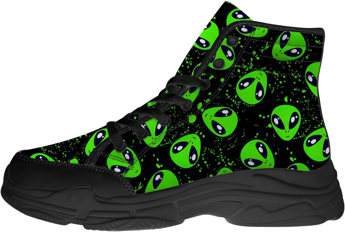 

Кроссовки Alien Shoes для мужчин и женщин с 3D принтом, черные высокие на платформе, холщовые, подарок для него и для нее Quorax