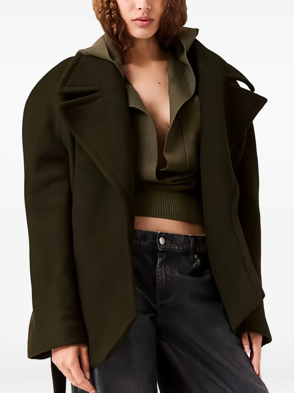 Укороченная куртка с поясом Stella Mccartney, зеленый — фото 4