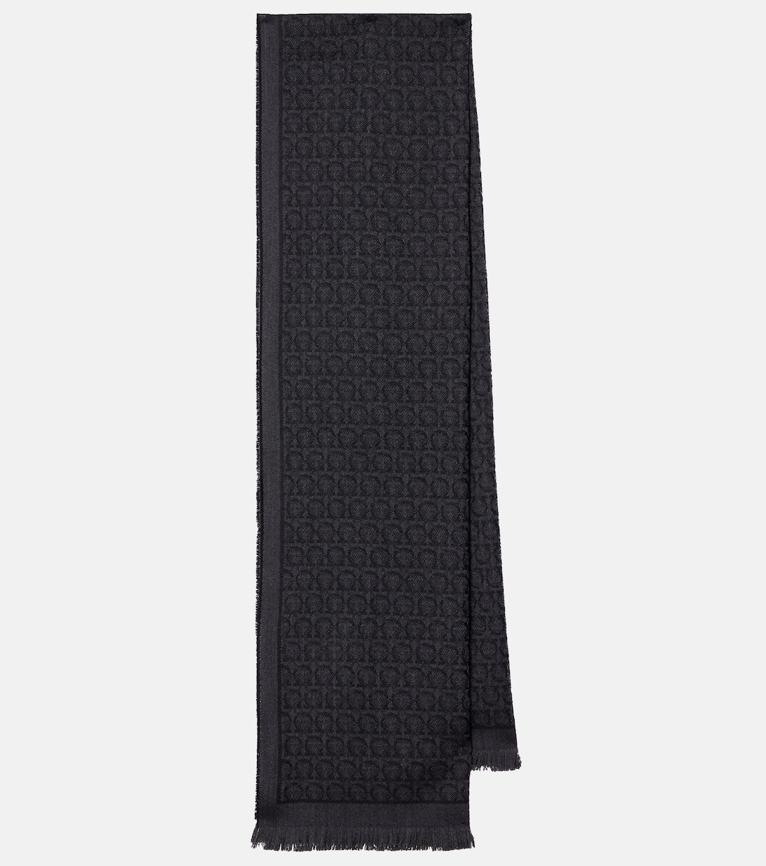 

Шерстяной шарф Gancini в технике жаккард Ferragamo, Black/Charcoal