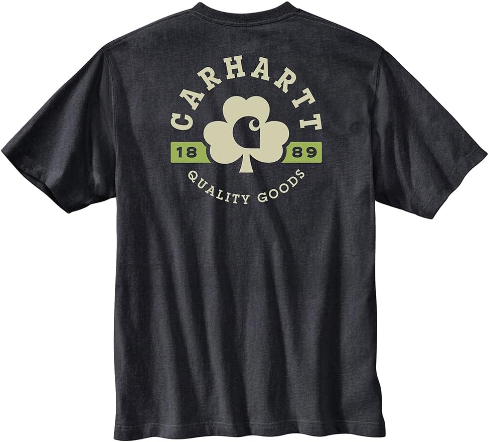 

Carhartt мужская футболка 106750 Relaxed Fit Heavyweight с коротким рукавом и карманом Shamrock GRAP, Carbon Heather