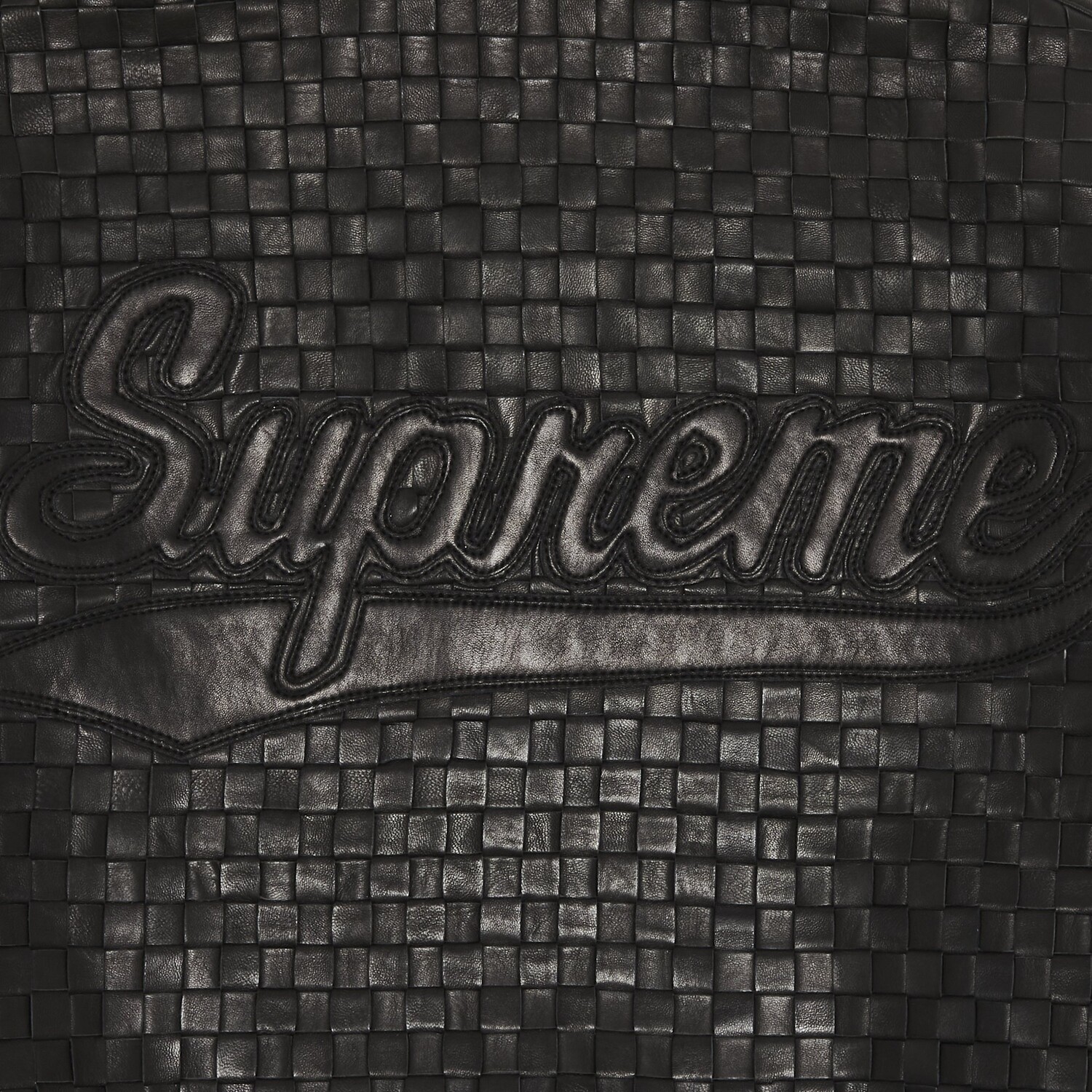 Университетская тканая кожаная куртка Supreme, цвет Черный — фото 3